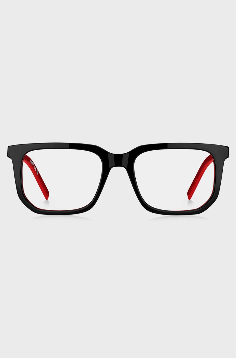 Hugo Boss Montura Para Gafas Graduadas De Acetato Negro Con Detalles Rojos