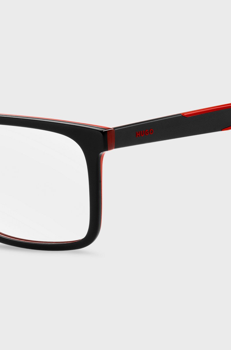 Hugo Boss Montura Para Gafas Graduadas De Acetato Negro Con Detalles Rojos