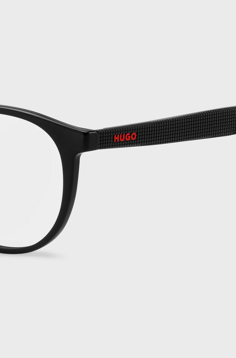Hugo Boss Montura Para Gafas Graduadas De Acetato Negro Con Patillas Estampadas