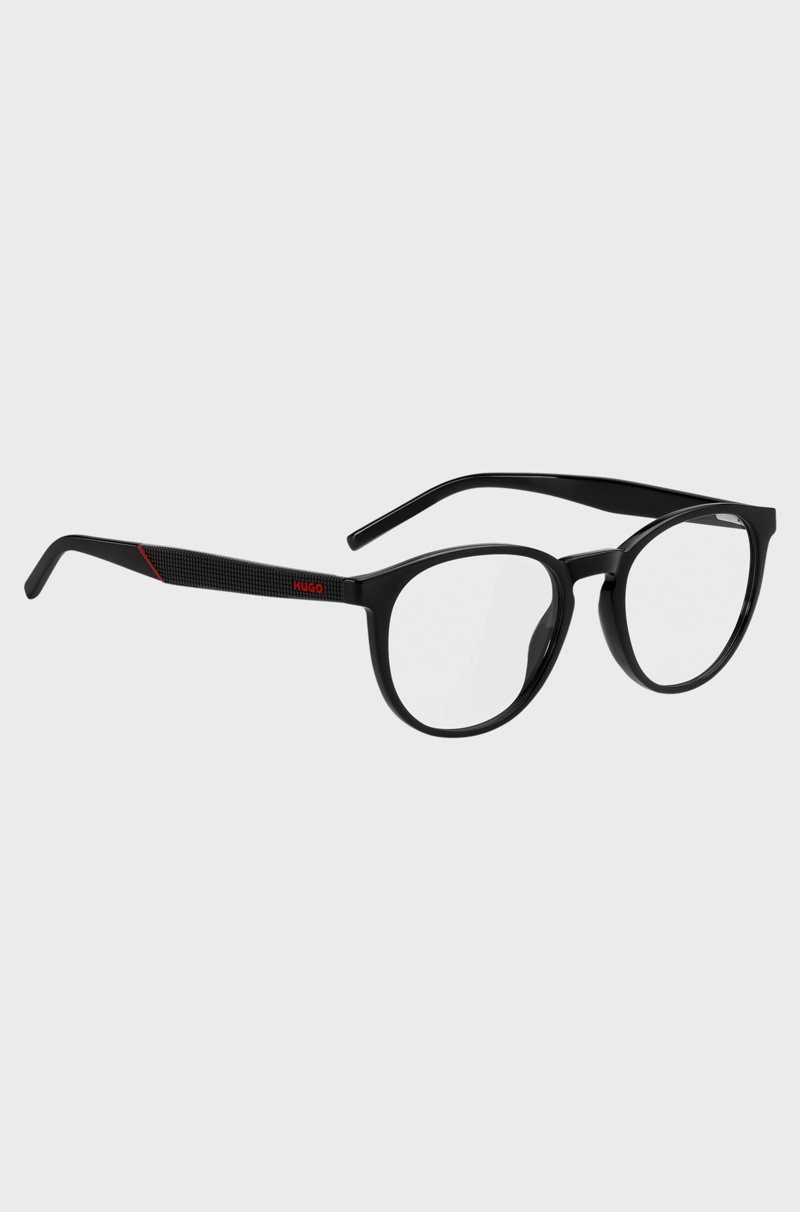 Hugo Boss Montura Para Gafas Graduadas De Acetato Negro Con Patillas Estampadas
