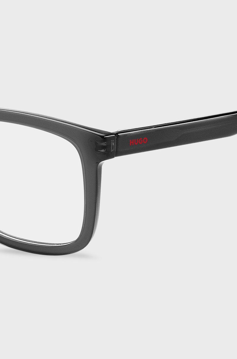 Hugo Boss Montura Para Gafas Graduadas De Acetato Negro Con Logos Rojos