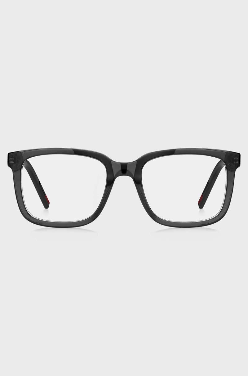 Hugo Boss Montura Para Gafas Graduadas De Acetato Negro Con Logos Rojos