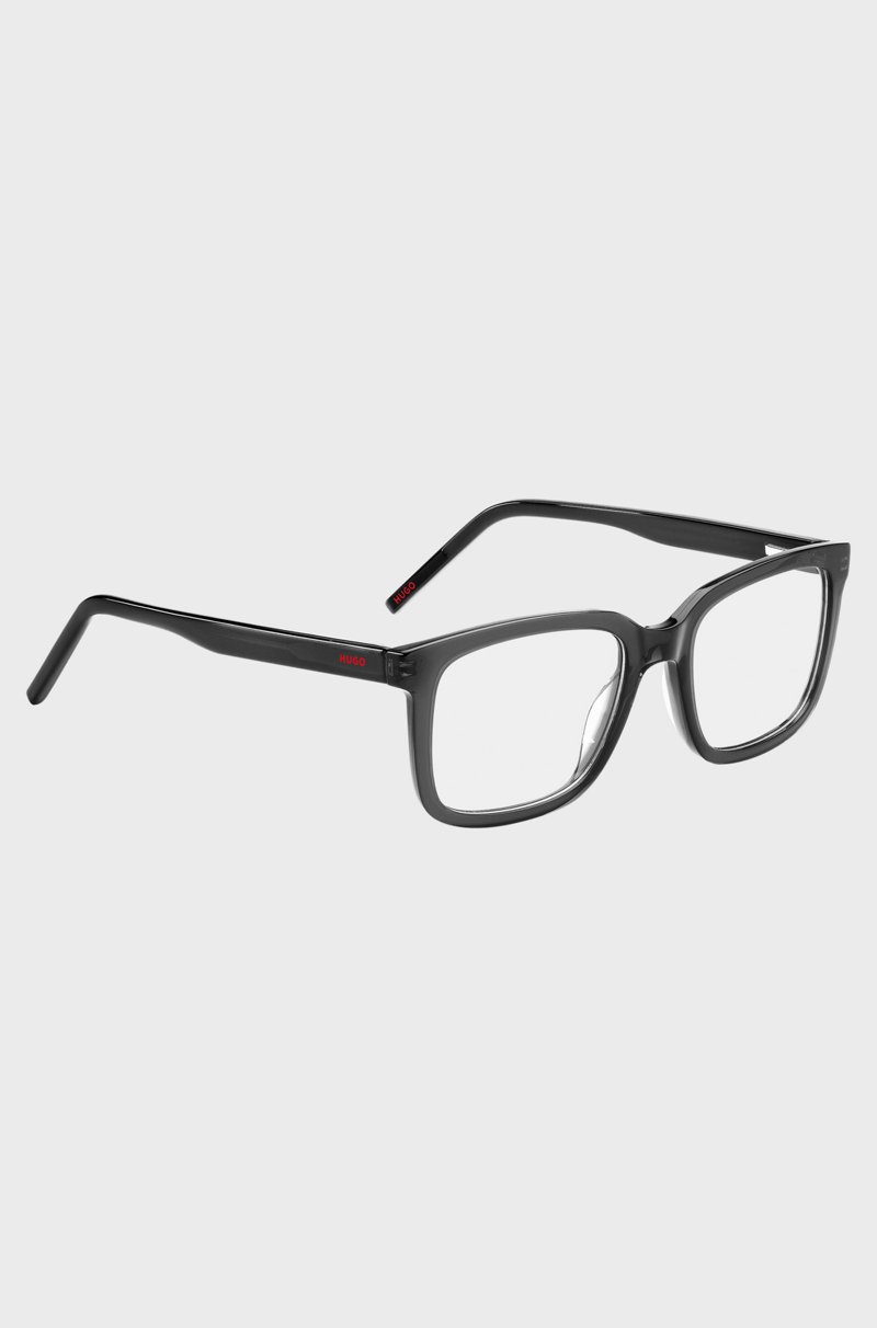 Hugo Boss Montura Para Gafas Graduadas De Acetato Negro Con Logos Rojos