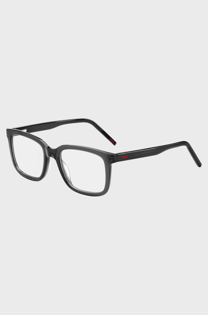 Hugo Boss Montura para gafas graduadas de acetato negro con logos rojos