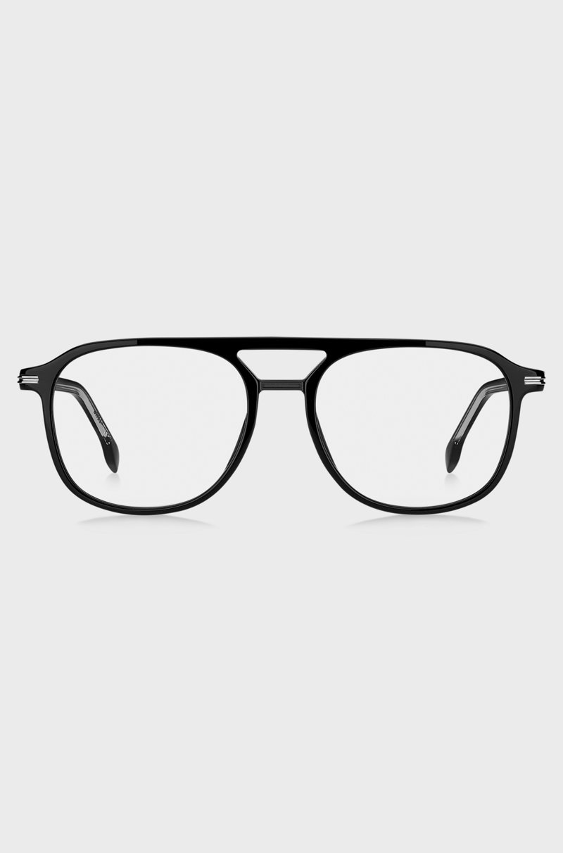 Hugo Boss Montura Para Gafas Graduadas De Acetato Negro Con Ribetes En Tono Plateado