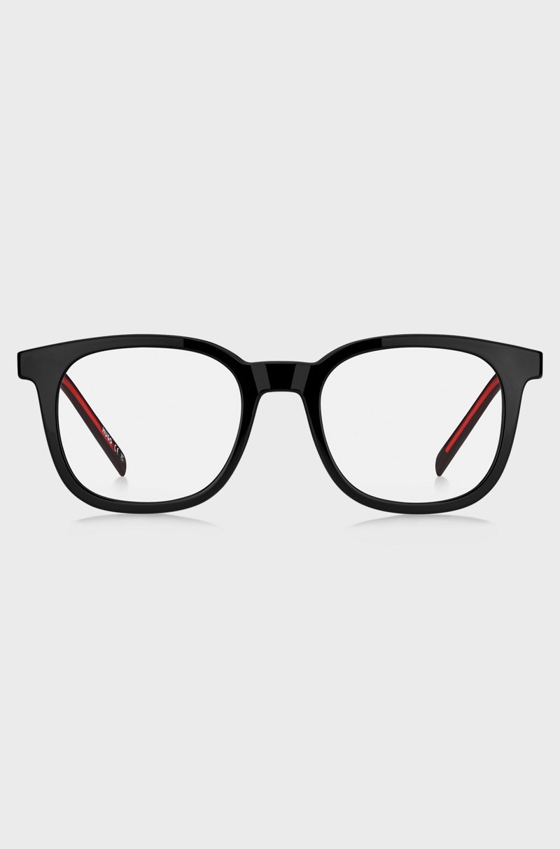 Hugo Boss Montura Para Gafas Graduadas De Acetato Negro Con Detalles Rojos