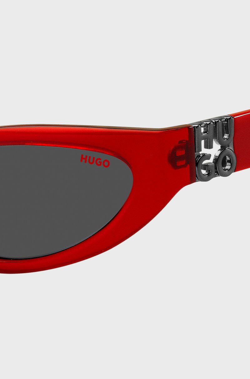 Hugo Boss Montura Para Gafas Graduadas De Acetato Rojo Con Monograma En 3D