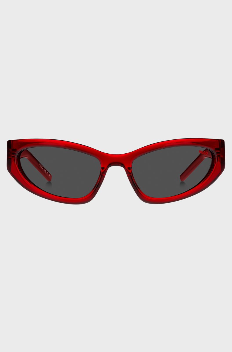 Hugo Boss Montura Para Gafas Graduadas De Acetato Rojo Con Monograma En 3D
