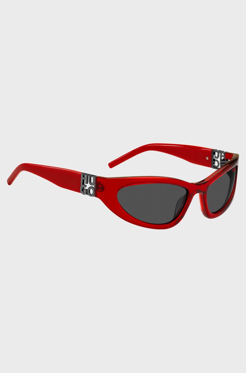 Hugo Boss Montura Para Gafas Graduadas De Acetato Rojo Con Monograma En 3D