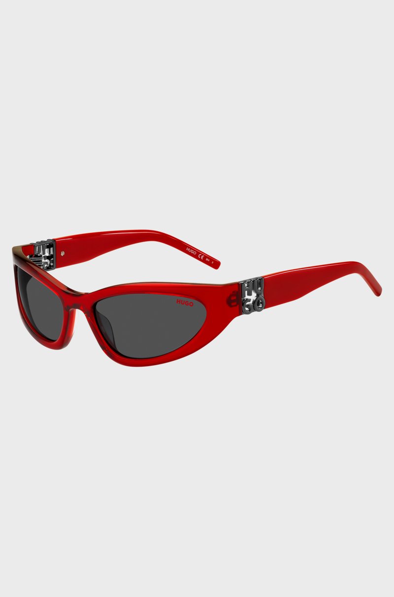 Hugo Boss Montura para gafas graduadas de acetato rojo con monograma en 3D