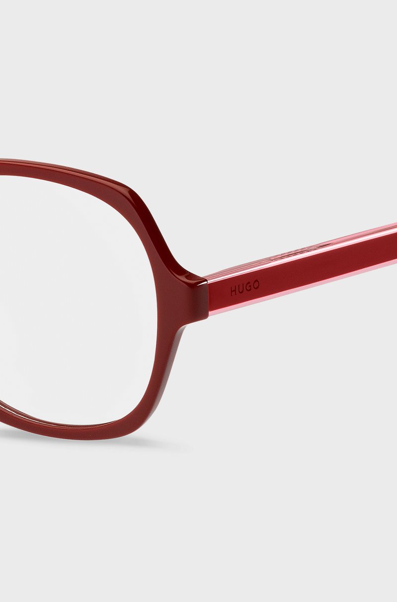 Hugo Boss Montura Para Gafas Graduadas De Acetato Rojo Con Patillas A Capas