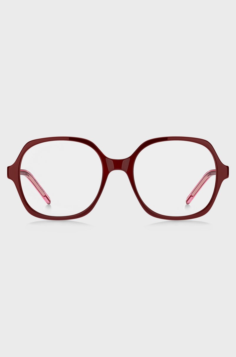 Hugo Boss Montura Para Gafas Graduadas De Acetato Rojo Con Patillas A Capas