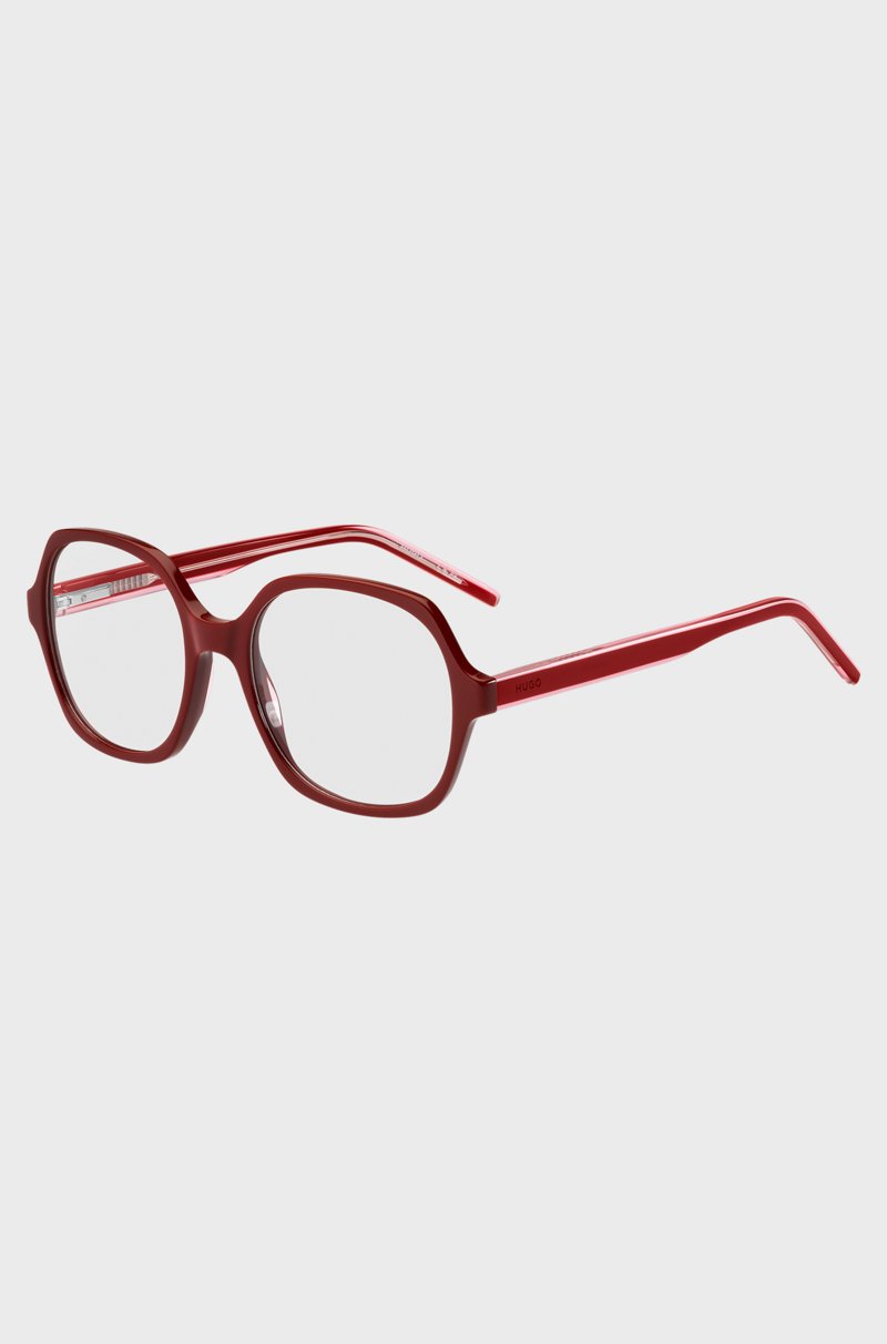 Hugo Boss Montura para gafas graduadas de acetato rojo con patillas a capas