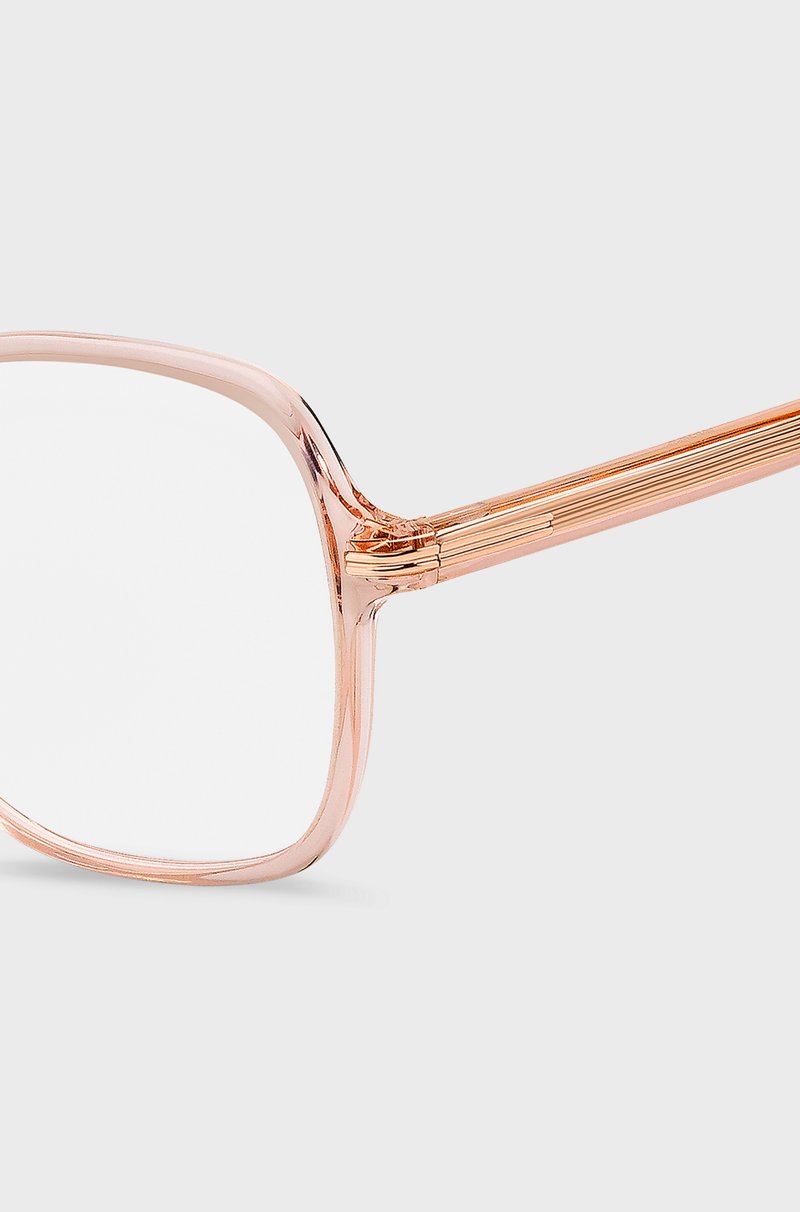Hugo Boss Montura Para Gafas Graduadas De Acetato Rosa Con Detalles Metálicos Dorados
