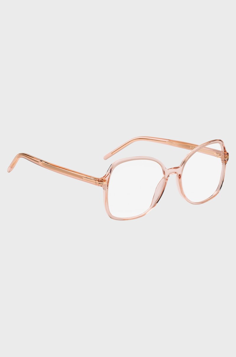 Hugo Boss Montura Para Gafas Graduadas De Acetato Rosa Con Detalles Metálicos Dorados