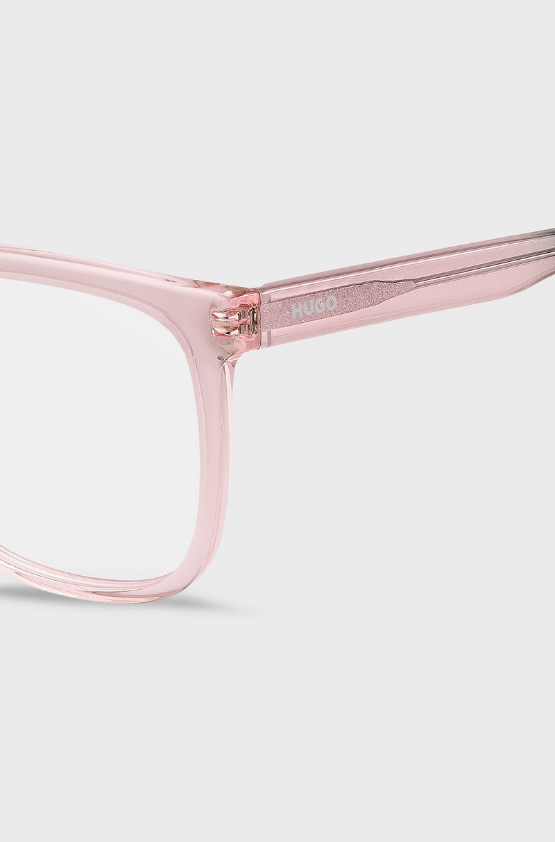 Hugo Boss Montura Para Gafas Graduadas De Acetato Rosa Con Terminales Verdes