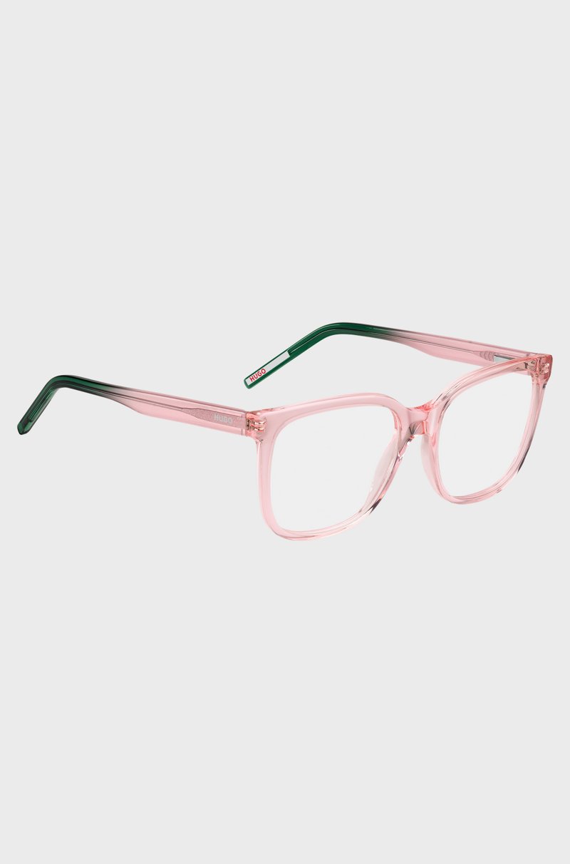 Hugo Boss Montura Para Gafas Graduadas De Acetato Rosa Con Terminales Verdes