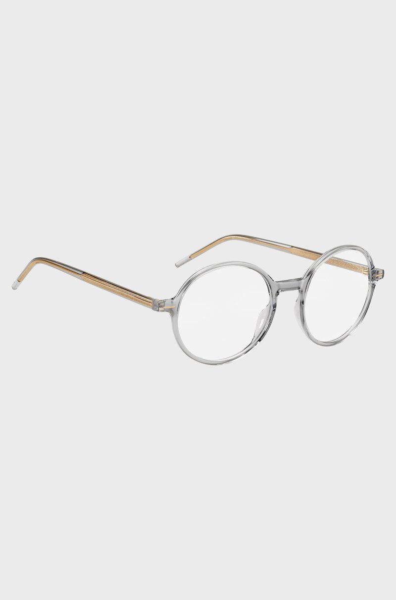 Hugo Boss Montura Para Gafas Graduadas De Acetato Transparente Con Núcleo De Alambre De Metal A Rayas