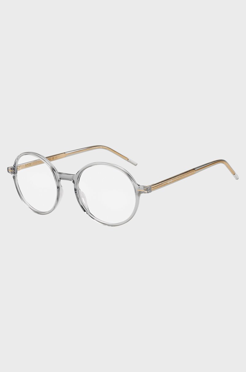 Hugo Boss Montura para gafas graduadas de acetato transparente con núcleo de alambre de metal a rayas