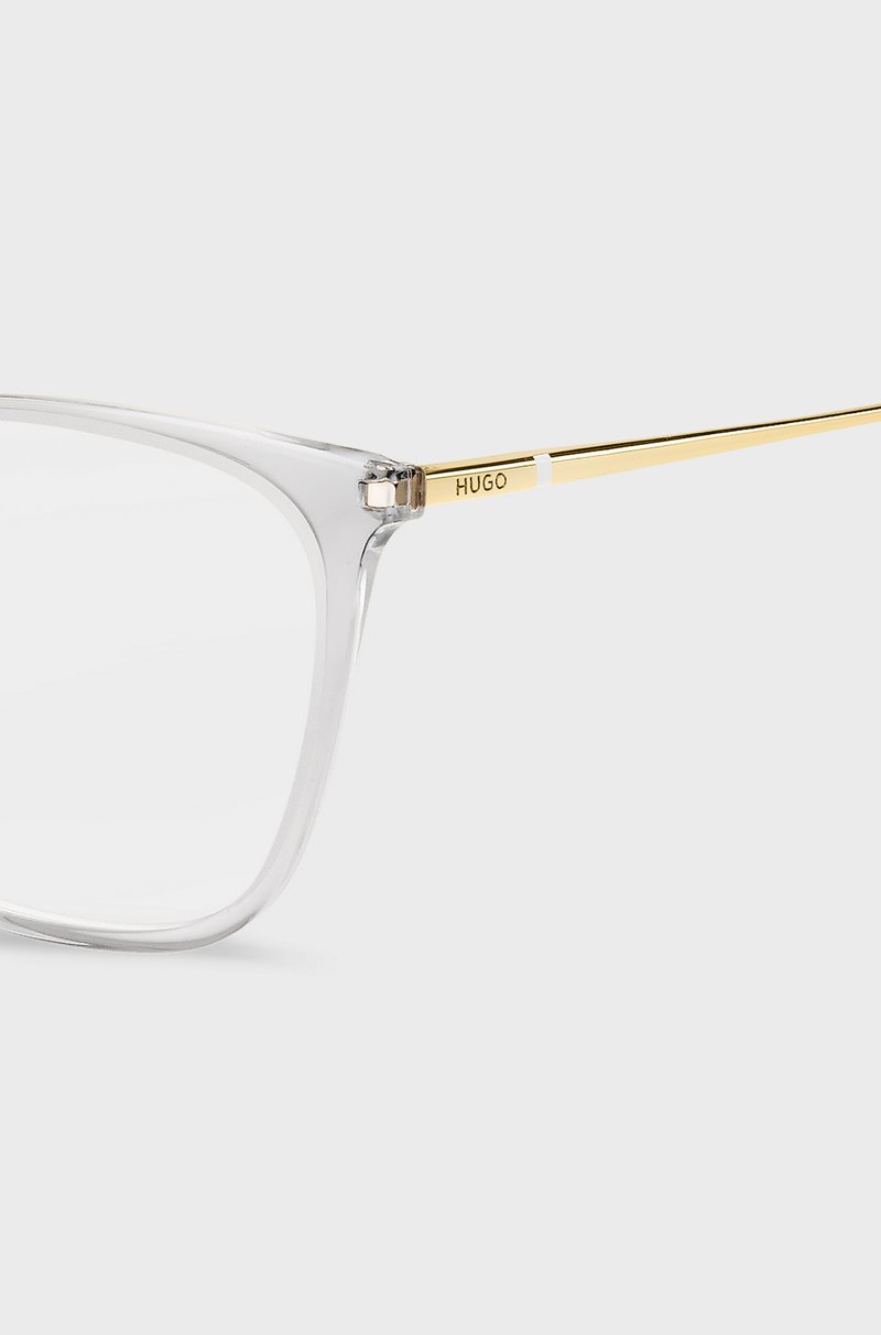 Hugo Boss Montura Para Gafas Graduadas De Acetato Transparente Con Patillas Doradas