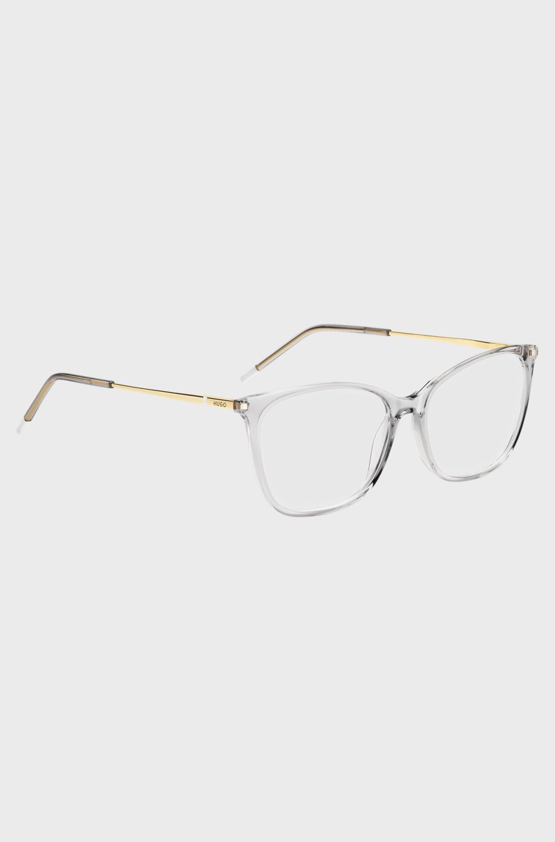 Hugo Boss Montura Para Gafas Graduadas De Acetato Transparente Con Patillas Doradas