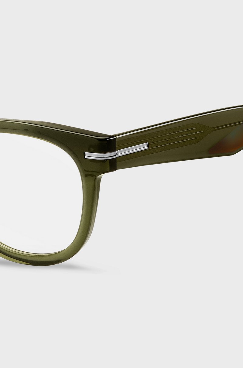 Hugo Boss Montura Para Gafas Graduadas De Acetato Verde Con Bisagras Plateadas