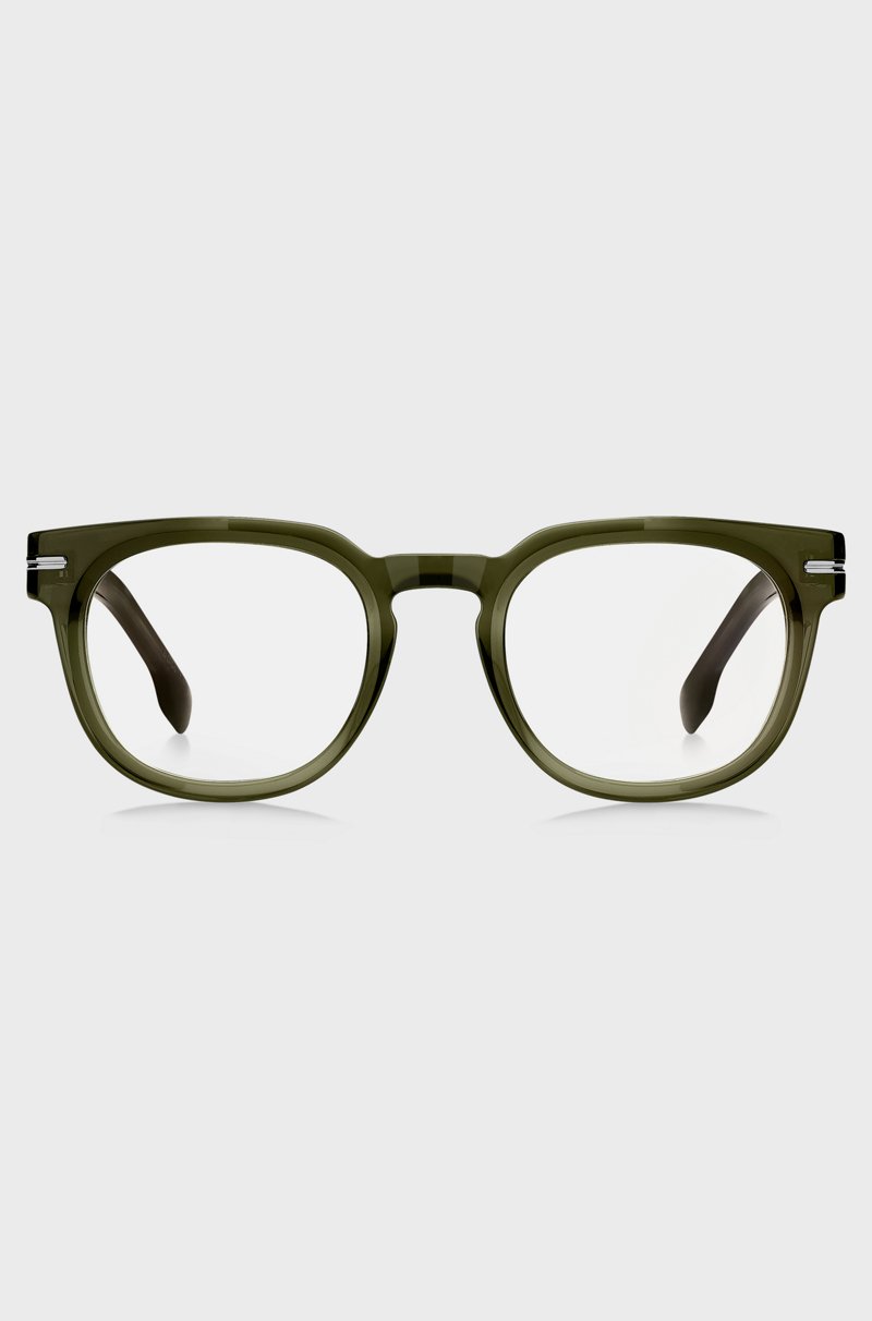 Hugo Boss Montura Para Gafas Graduadas De Acetato Verde Con Bisagras Plateadas