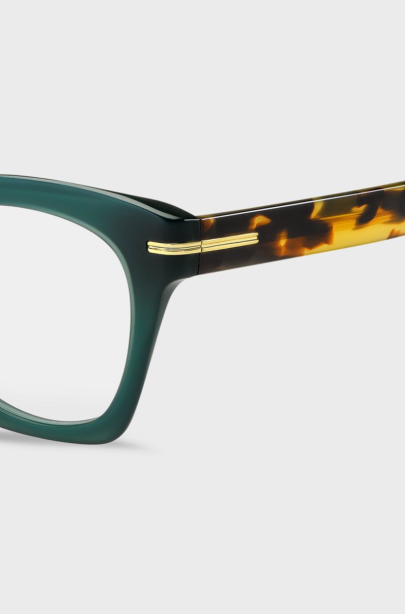 Hugo Boss Montura Para Gafas Graduadas De Acetato Verde Con Patillas Estilo Habana