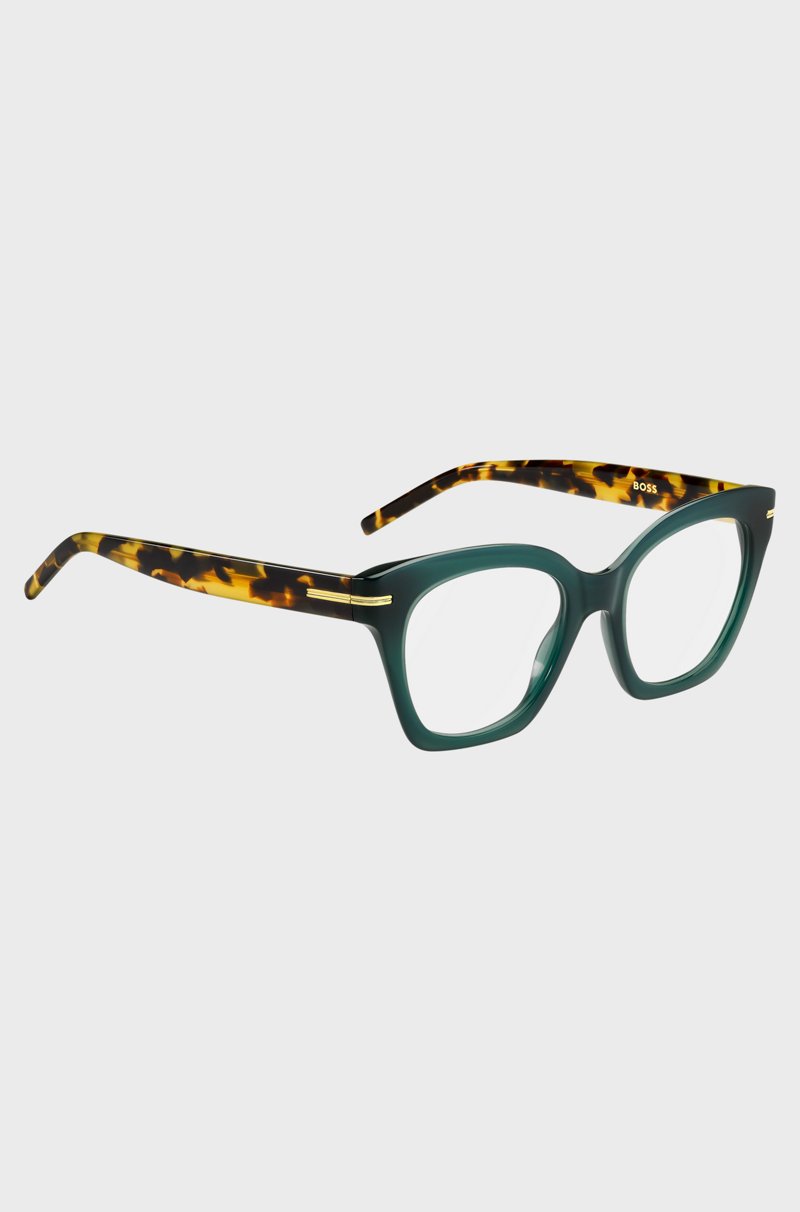 Hugo Boss Montura Para Gafas Graduadas De Acetato Verde Con Patillas Estilo Habana