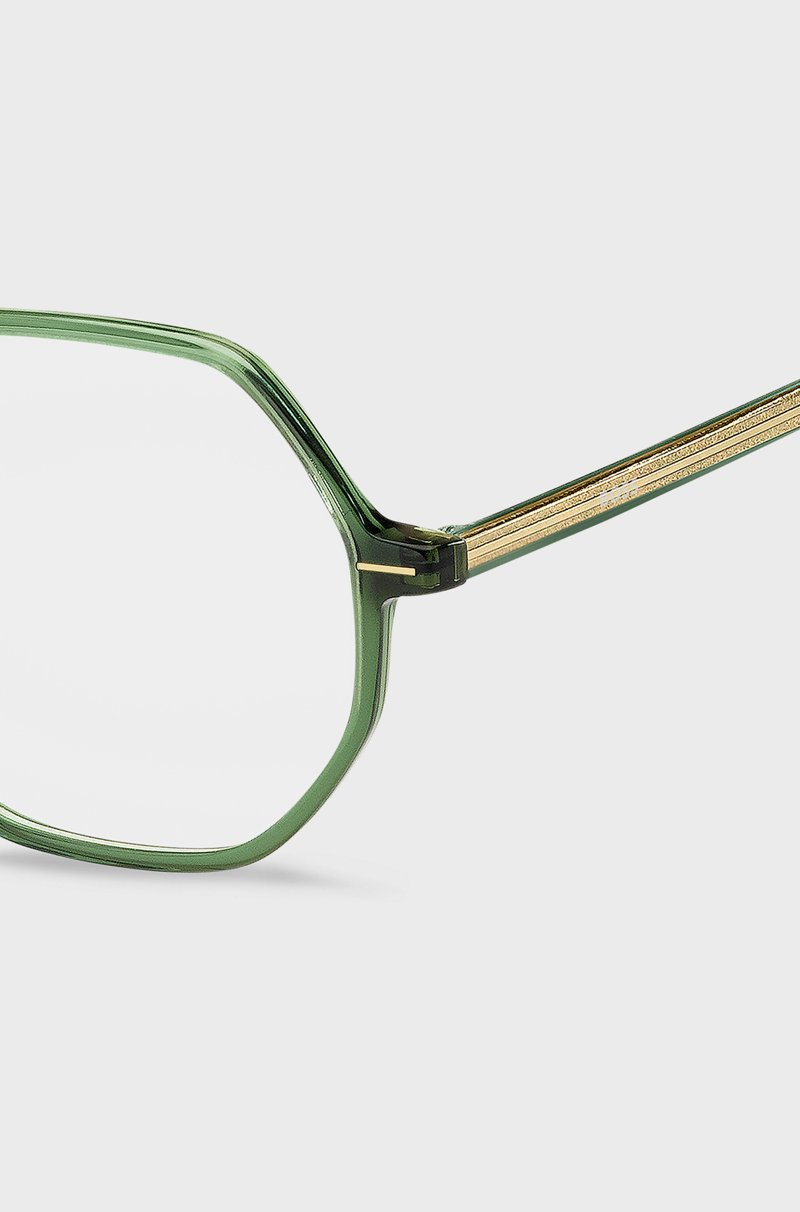 Hugo Boss Montura Para Gafas Graduadas De Acetato Verde Con Núcleo De Alambre Metálico A Rayas