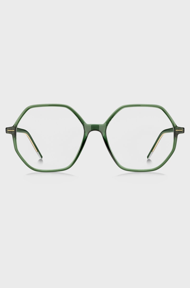 Hugo Boss Montura Para Gafas Graduadas De Acetato Verde Con Núcleo De Alambre Metálico A Rayas