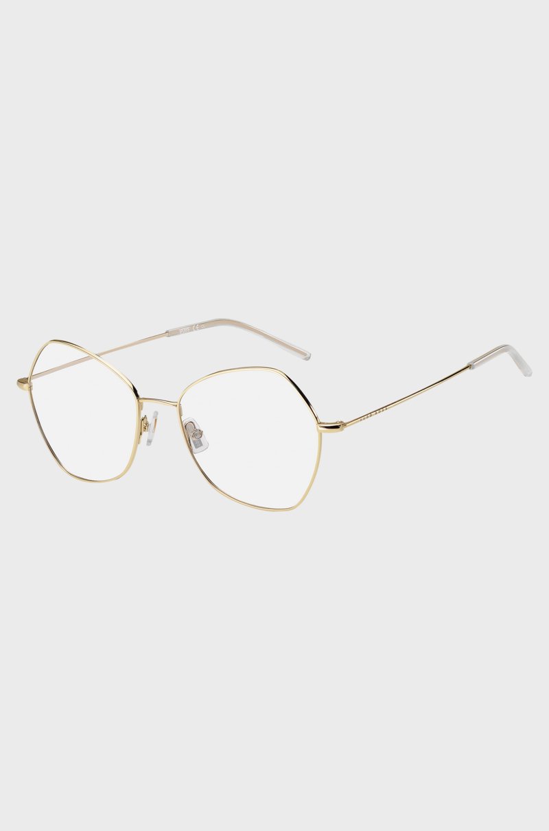 Hugo Boss Montura para gafas graduadas de diseño angular en titanio con efecto dorado