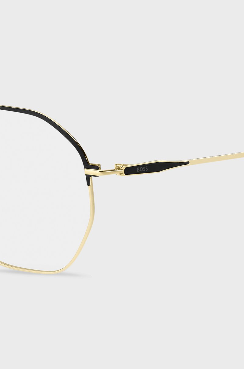 Hugo Boss Montura Para Gafas Graduadas De Doble Puente En Negro Y Dorado