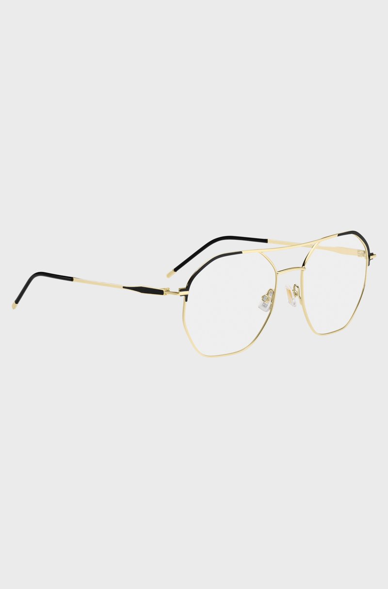 Hugo Boss Montura Para Gafas Graduadas De Doble Puente En Negro Y Dorado