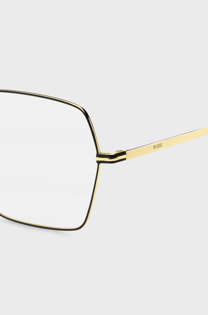 Hugo Boss Montura Para Gafas Graduadas En Acero Dorado Ultrafino