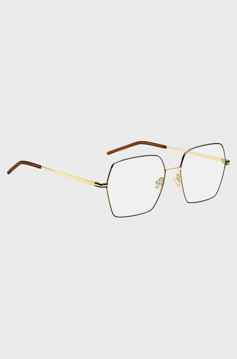 Hugo Boss Montura Para Gafas Graduadas En Acero Dorado Ultrafino