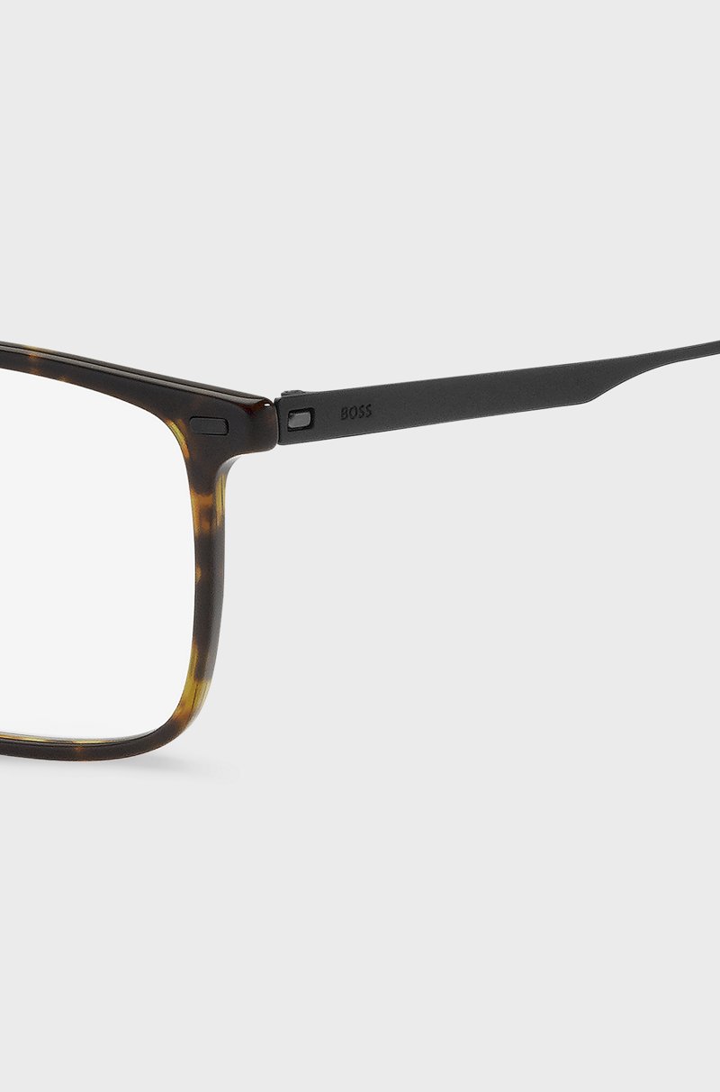 Hugo Boss Montura Para Gafas Graduadas En Acetato Habana Con Patillas De Acero Negro