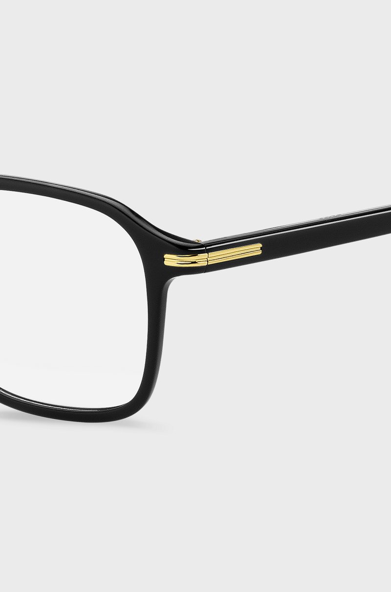 Hugo Boss Montura Para Gafas Graduadas En Acetato Negro Con Detalles En Tono Dorado