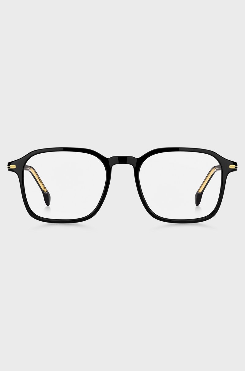 Hugo Boss Montura Para Gafas Graduadas En Acetato Negro Con Detalles En Tono Dorado