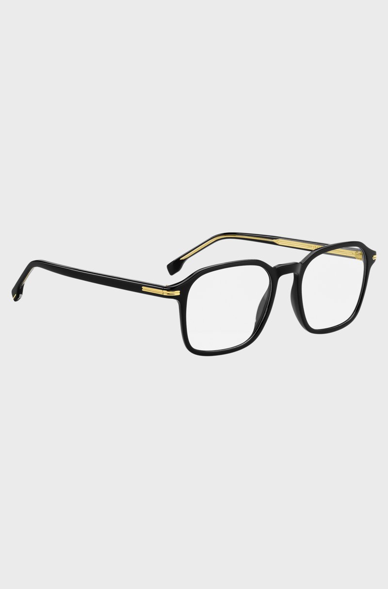 Hugo Boss Montura Para Gafas Graduadas En Acetato Negro Con Detalles En Tono Dorado