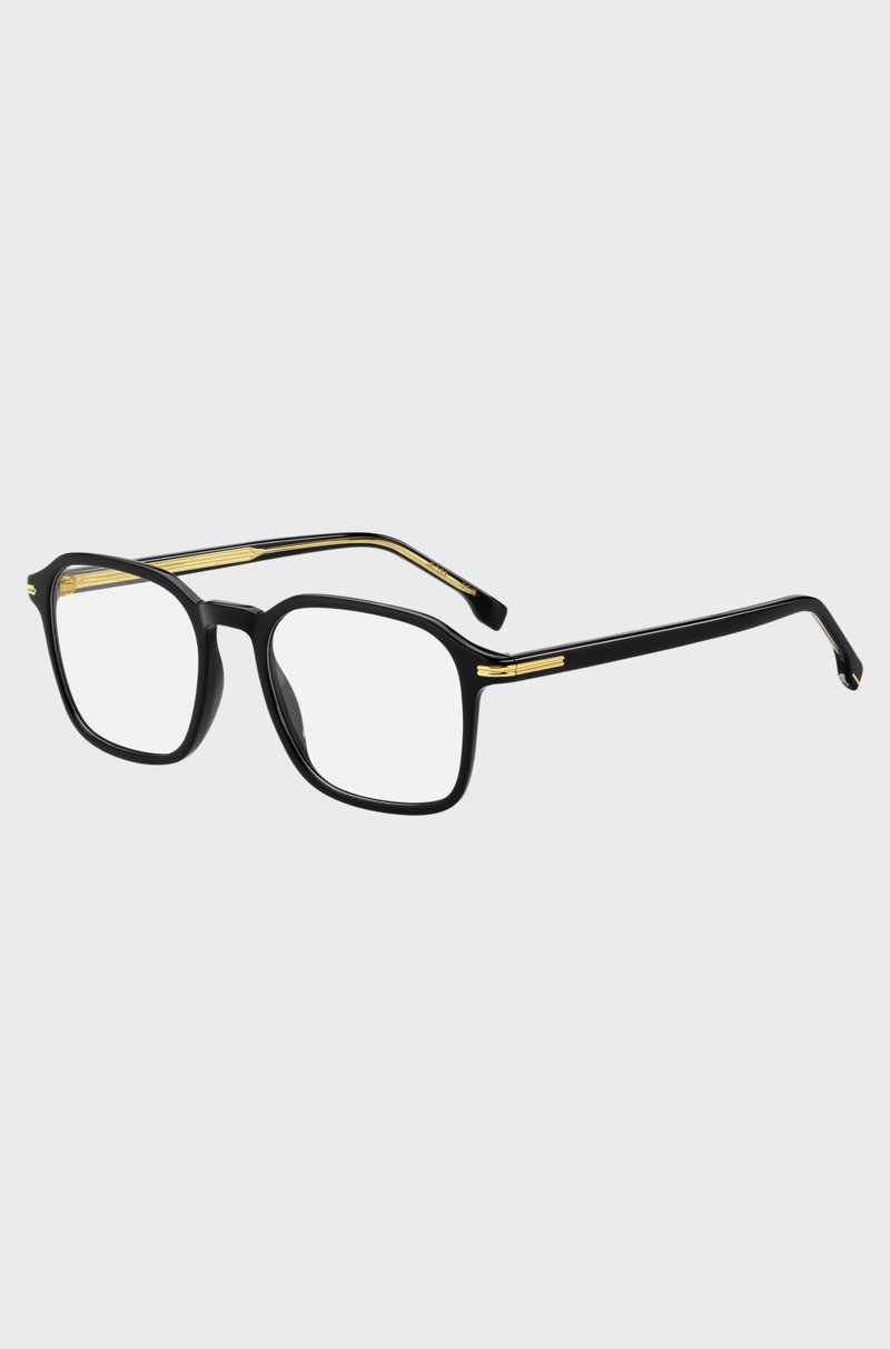 Hugo Boss Montura para gafas graduadas en acetato negro con detalles en tono dorado