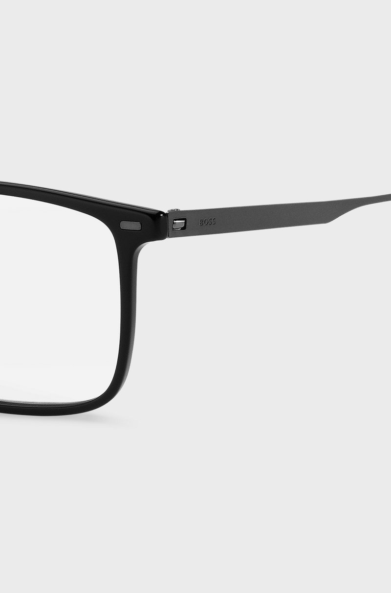 Hugo Boss Montura Para Gafas Graduadas En Acetato Negro Con Patillas De Acero Negro