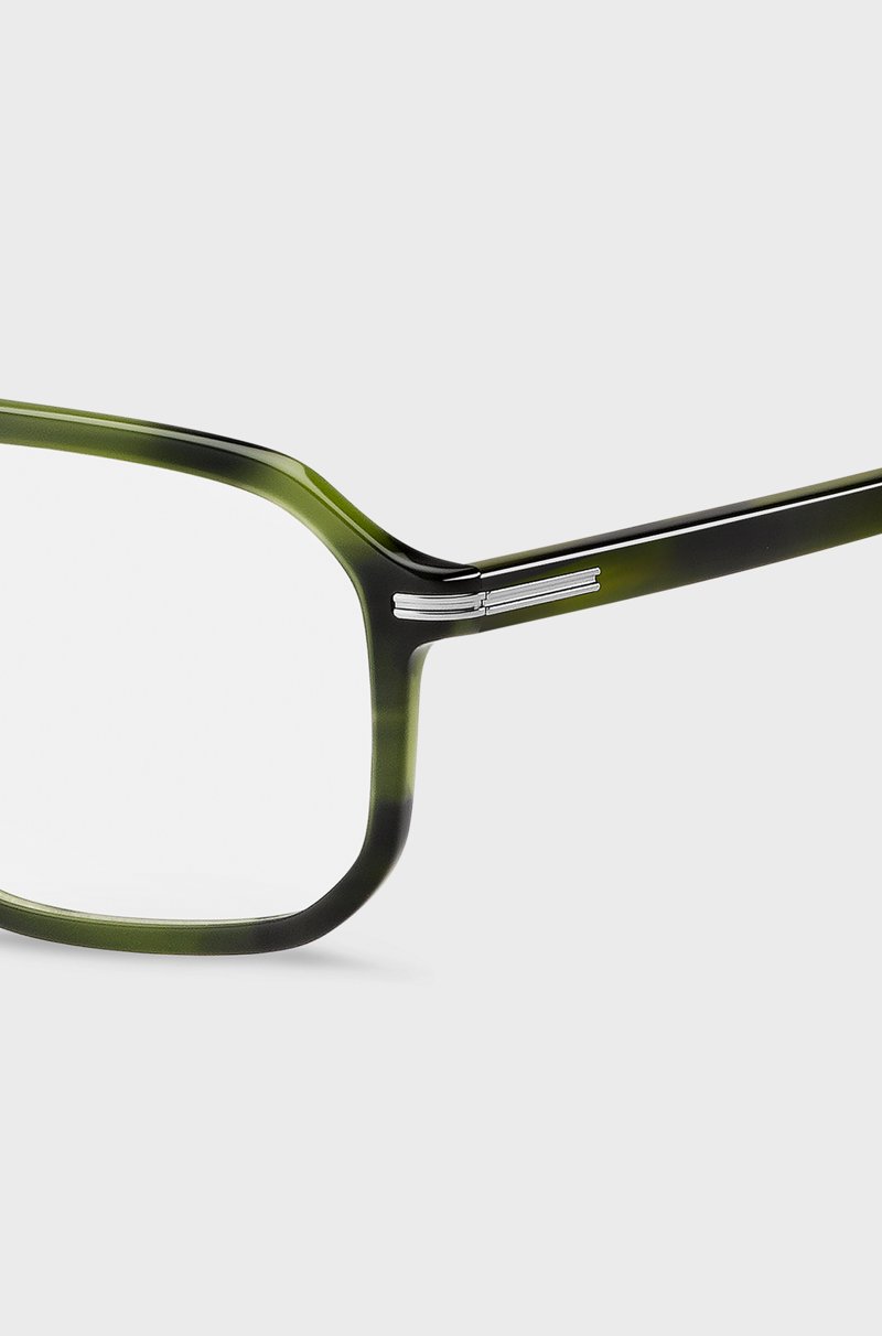 Hugo Boss Montura Para Gafas Graduadas En Verde Carey Con Puente Doble