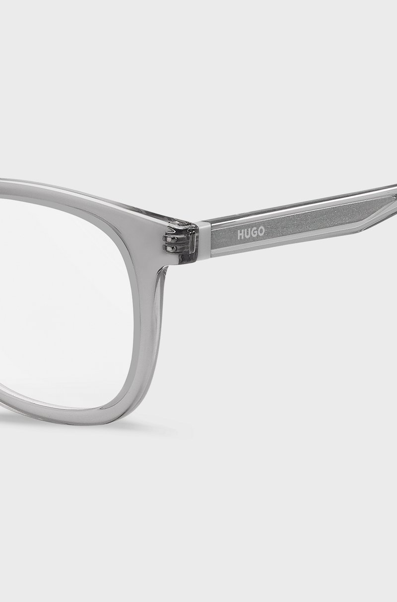 Hugo Boss Montura Para Gafas Graduadas Gris Con Detalles En Tono Plateado