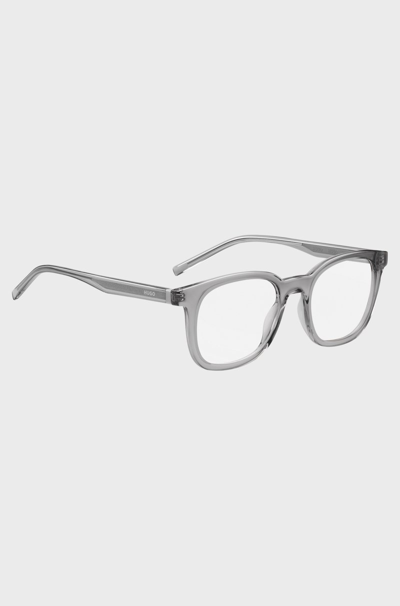 Hugo Boss Montura Para Gafas Graduadas Gris Con Detalles En Tono Plateado
