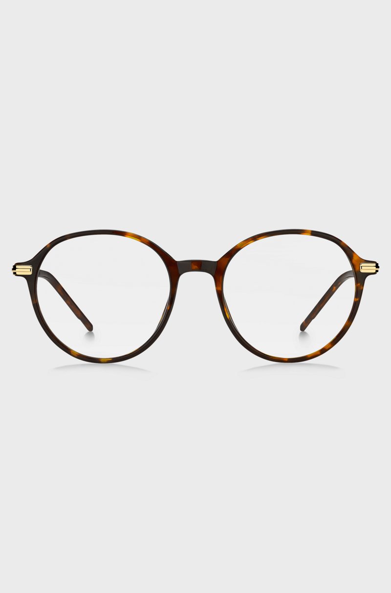 Hugo Boss Montura Para Gafas Graduadas Redonda En Acetato Habana Con Patillas En Tono Dorado