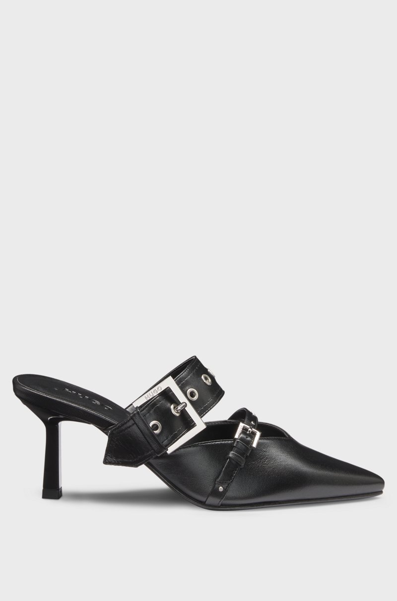 Hugo Boss Mules De Piel De Napa Con Dos Correas Con Hebilla