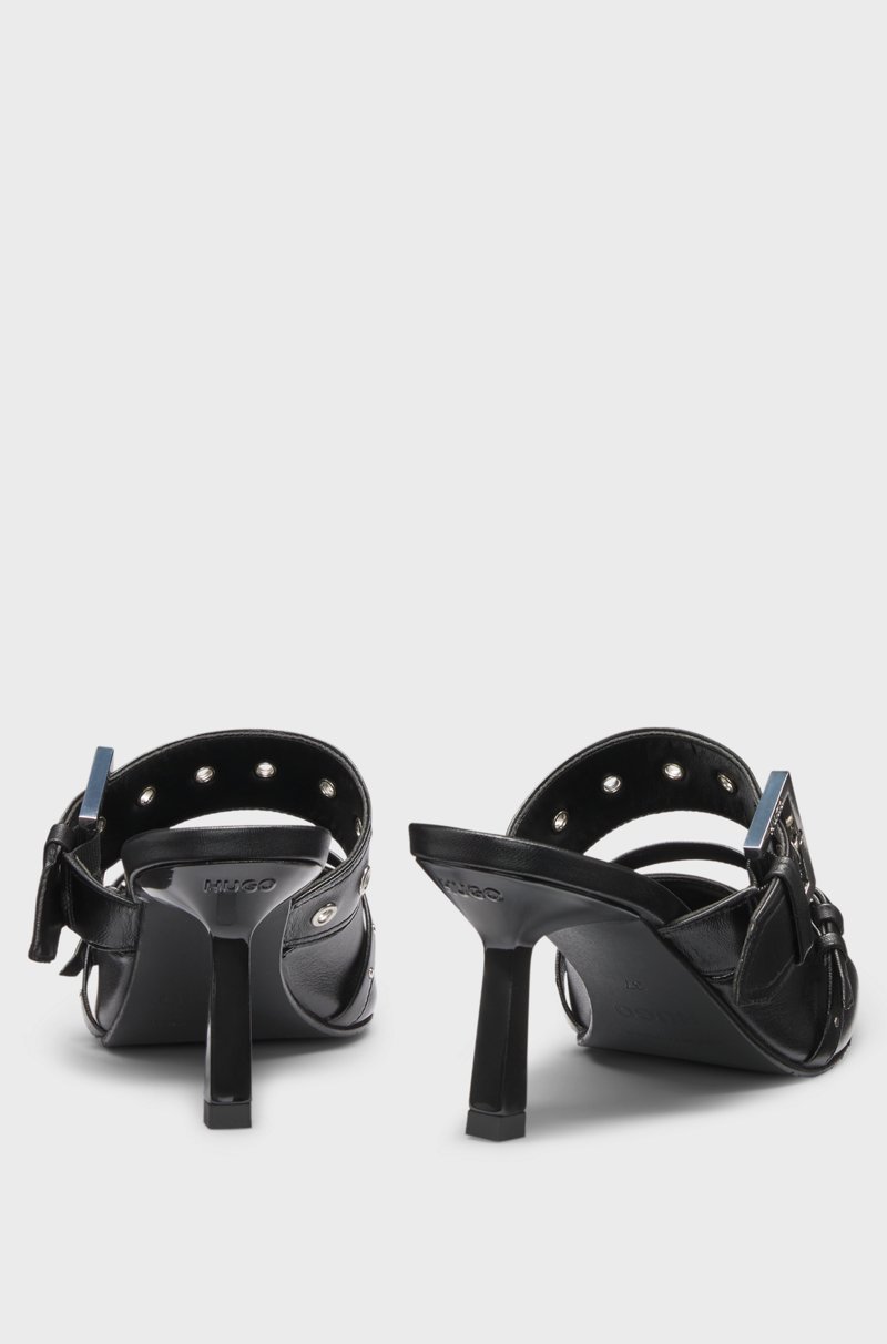 Hugo Boss Mules De Piel De Napa Con Dos Correas Con Hebilla