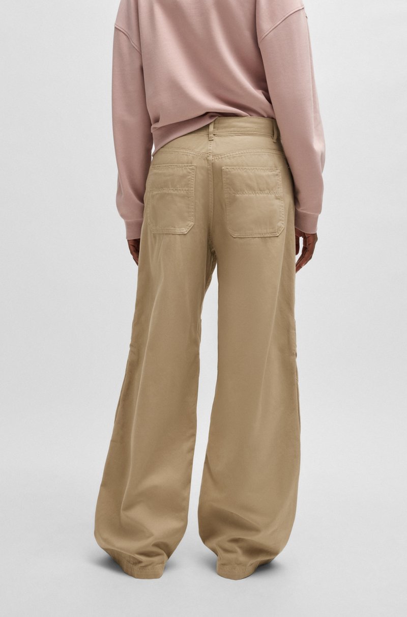 Hugo Boss Pantalones Cargo De Sarga De Algodón Con Pernera Ancha