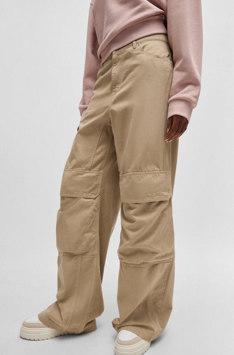 Hugo Boss Pantalones Cargo De Sarga De Algodón Con Pernera Ancha